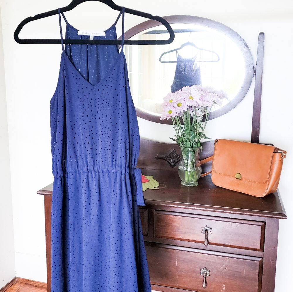 Collective Concepts Galen Laser Cut Dress - Navy